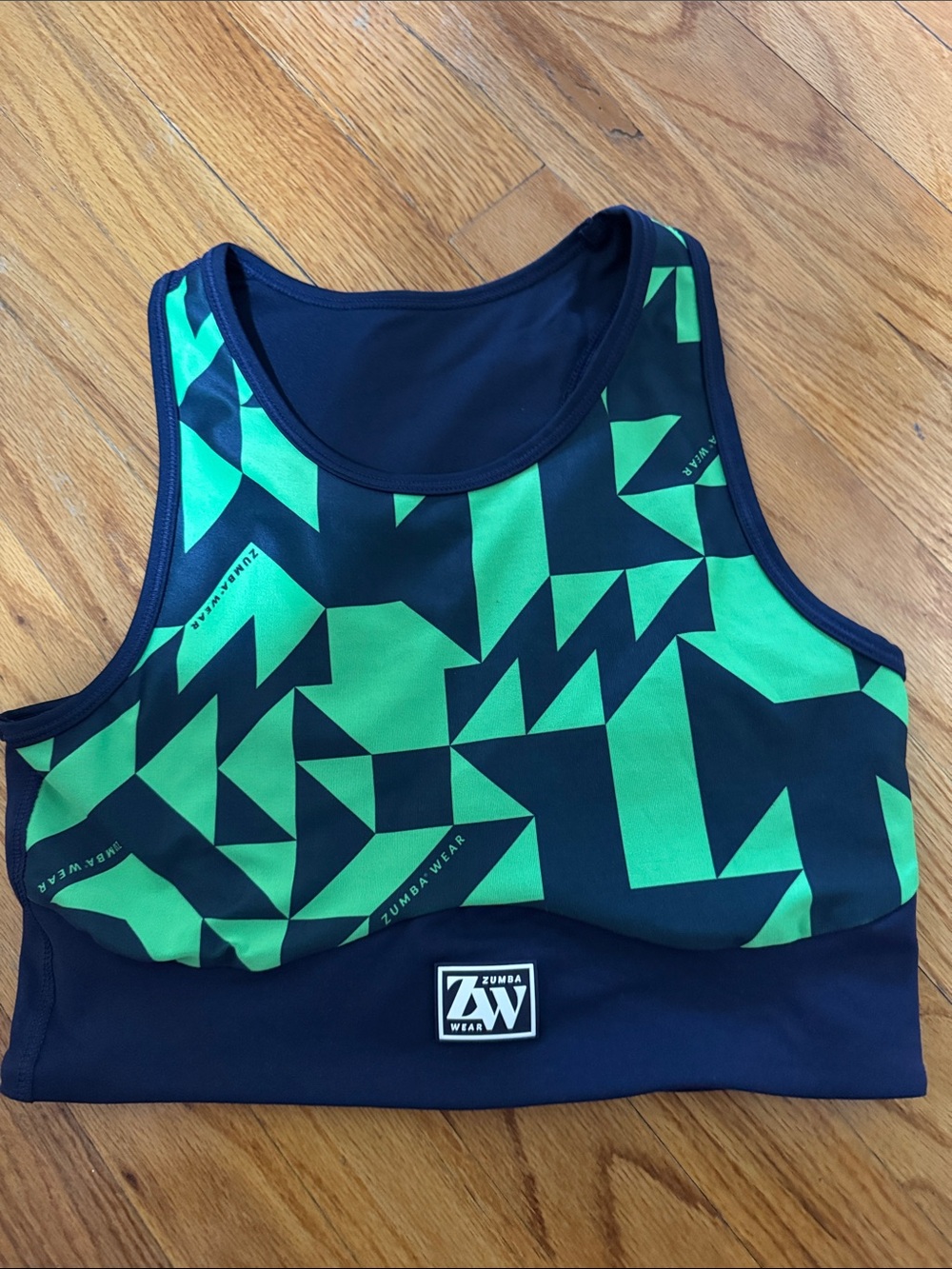 Zumba Wear Green & Navy Geometric Sports Bra